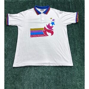 Vintage Delta Air Lines Polo Shirt Mens XXL Short Sleeve White Rainbow Logo